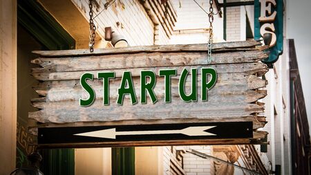 Street Sign the Direction Way to Startupの写真素材