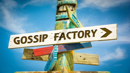 Street Sign the Direction Way to GOSSIP FACTORYの写真素材