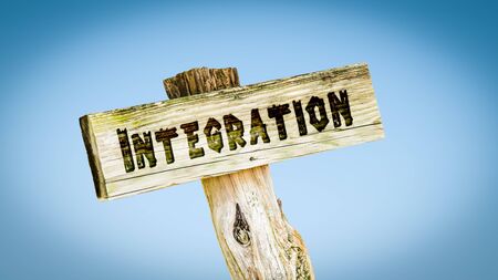 Street Sign the Direction Way to Integrationの写真素材