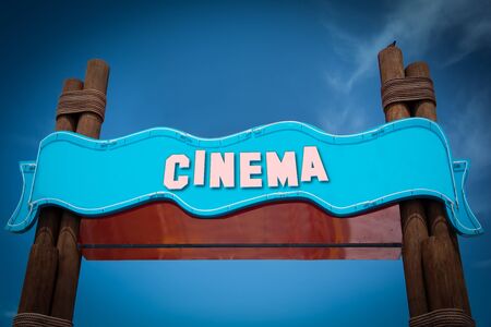 Street Sign the Direction Way to Cinemaの写真素材