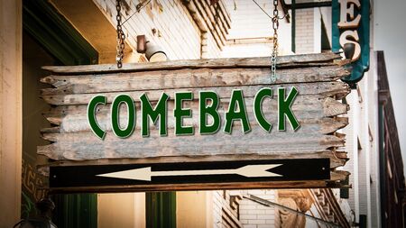 Street Sign the Direction Way to Comebackの写真素材