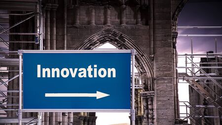 Street Sign the Direction Way to Innovationの写真素材