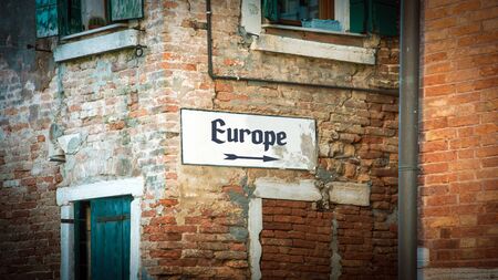 Street Sign the Direction Way to Europeの写真素材