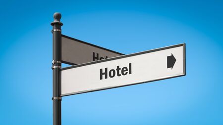 Street Sign the Direction Way to Hotelの写真素材