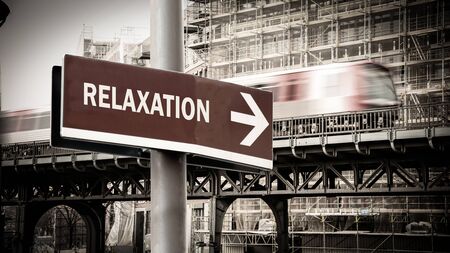 Street Sign the Direction Way to Relaxationの写真素材