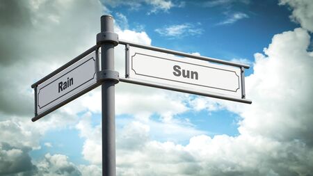 Street Sign the Direction Way to Sun versus Rain