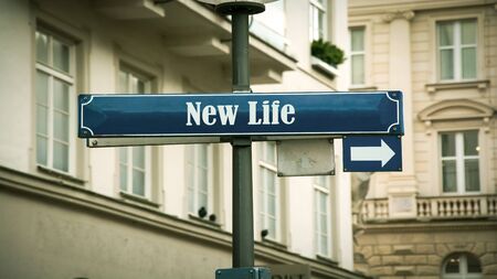 Street Sign the Direction Way to NEW LIFEの写真素材