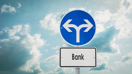 Street Sign the Direction Way to Bankの写真素材