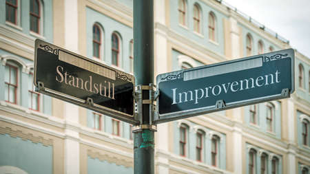 Street Sign the Direction Way to Improvement versus Standstill