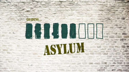 Street Sign the Direction Way to Asylumの写真素材