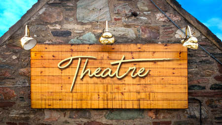 Street Sign the Direction Way to Theaterの写真素材