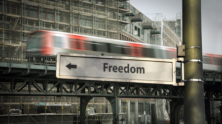 Street Sign the Direction Way to Freedomの写真素材