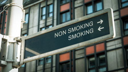 Street Sign the Direction Way to Smoking versus Non Smokingの写真素材