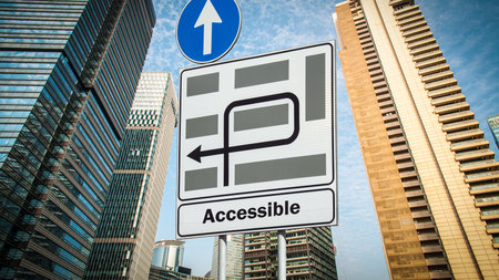 Street Sign the Direction Way to Accessibleの写真素材