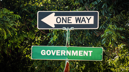 Street Sign the Direction Way to Governmentの写真素材