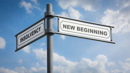 Street Sign the Direction Way to NEW BEGINNING versus INSOLVENCY