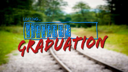 Street Sign the Direction Way to Graduationの写真素材