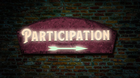 Street Sign the Direction Way to Participationの写真素材
