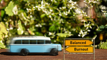 Street Sign the Direction Way to Balanced versus Burnoutの写真素材