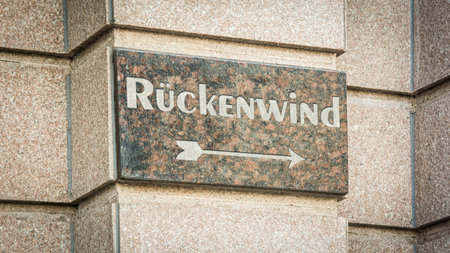 An image with a signpost in German pointing in the direction of a tailwind.の写真素材