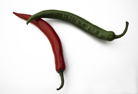 Red and green peppersの写真素材