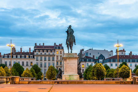 Statue of Louis XIV on Place Bellecour in Lyon in the Rh?ne, Franceのeditorial素材