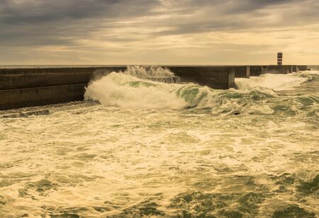 Storm near Praia das Pastoras on the Atlantic near Porto in Portugalの写真素材