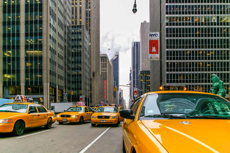 Taxi traffic on 6th Avenue in New York in the US