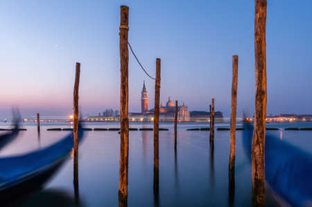 Monastery of San Giorgio Maggiore from Saint Mark's Square at dawn, in Venice, Veneto, Italyの写真素材