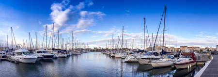 Sailboats in the marina of Cap d'Agde, in Herault, in Occitania, Franceの写真素材