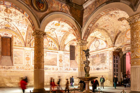 March 6, 2011: Interior courtyard of Palazzo Vecchio, Florence city hall in Tuscany, Italyのeditorial素材