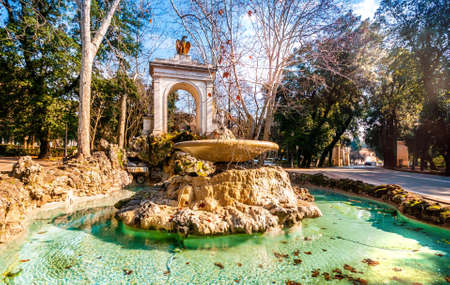February 17, 2012: A magnificent fountain in the gardens of Villa Borghese in Rome, Lazio, Italyのeditorial素材