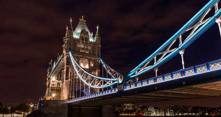 Magnificent Tower Bridge at night in London, England, UKの写真素材