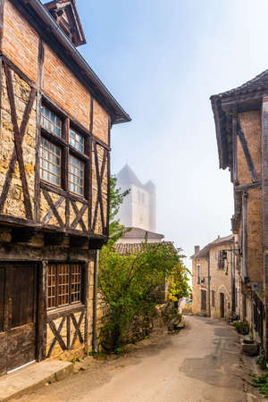 Beautiful medieval village of Saint-Cirq-Lapopie in the Lot in Occitanie, Franceの写真素材