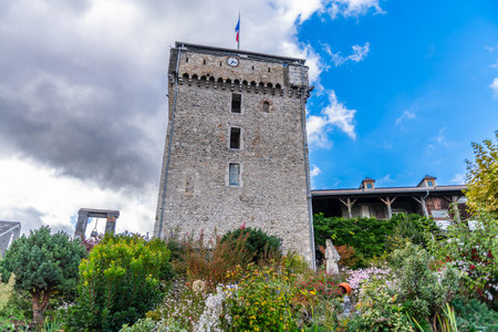 Medieval castle of Lourdes, in the Hautes Pyrenees, Occitanie, Franceの写真素材