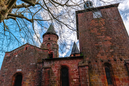 Church in the medieval village of Collonges-la-Rouge in CorrÃ¨ze, Nouvelle-Aquitaine in France