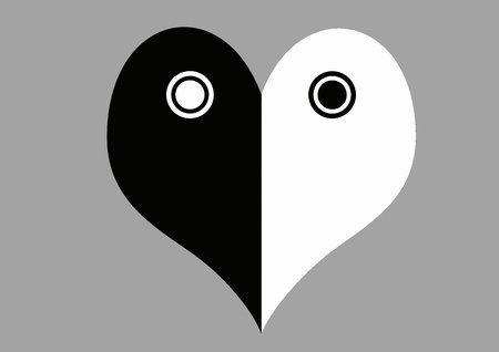 Ying Yang heart greyの写真素材