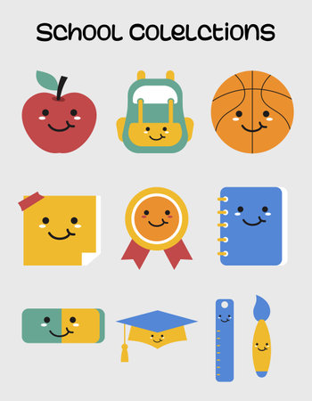 School and education icons set. Back to school. Vector illustration.のイラスト素材