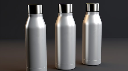 Stainless Steel Insulated Water Bottles on Tableの素材