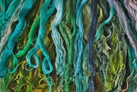 color chart of green cotton thread for embroidery