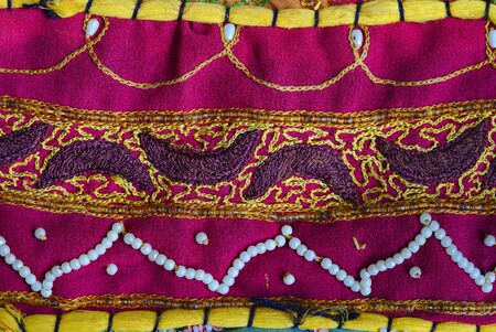 Indian patchwork detail, traditional handicraft handmade. decorative fabrics.