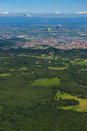 View over Clermont-Ferrand from the Panoramique of Domes. Auvergne, Puy-de-Domeの写真素材