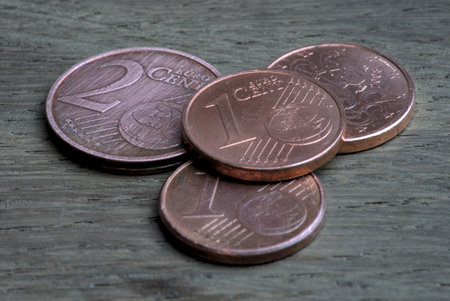 small coppered euro hundred coins