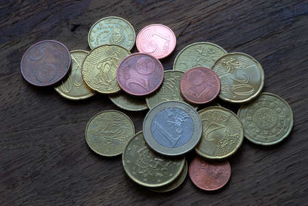 small coppered euro hundred coinsの写真素材