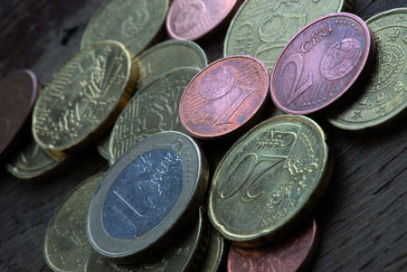 small coppered euro hundred coinsの写真素材