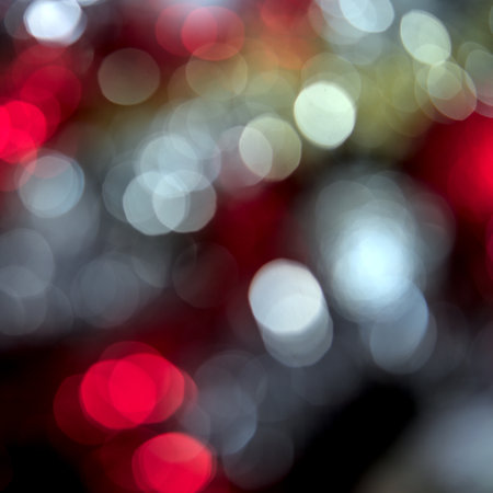 Festive blurry red and white Christmas backgroundの写真素材