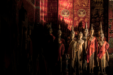 Old Buddha Sculptures at Wat Xieng thongのeditorial素材