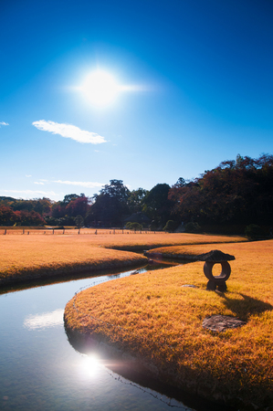 Japanese garden at Okayama korakuen during autumn.のeditorial素材