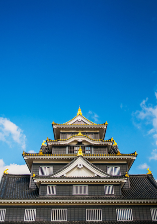 The facade of Okayama Castle, Japanのeditorial素材