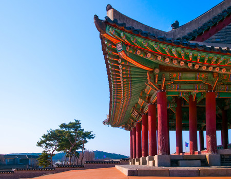 Historic building at hwaseong fortress. Seoul, Koreaのeditorial素材